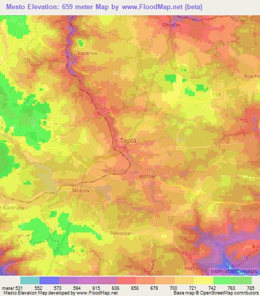 Mesto,Czech Republic Elevation Map