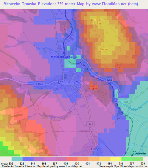 Mestecko Trnavka,Czech Republic Elevation Map