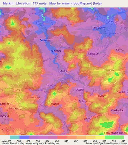 Merklin,Czech Republic Elevation Map