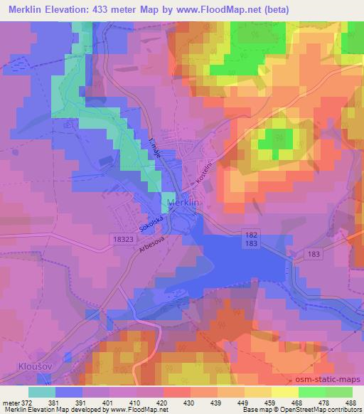 Merklin,Czech Republic Elevation Map