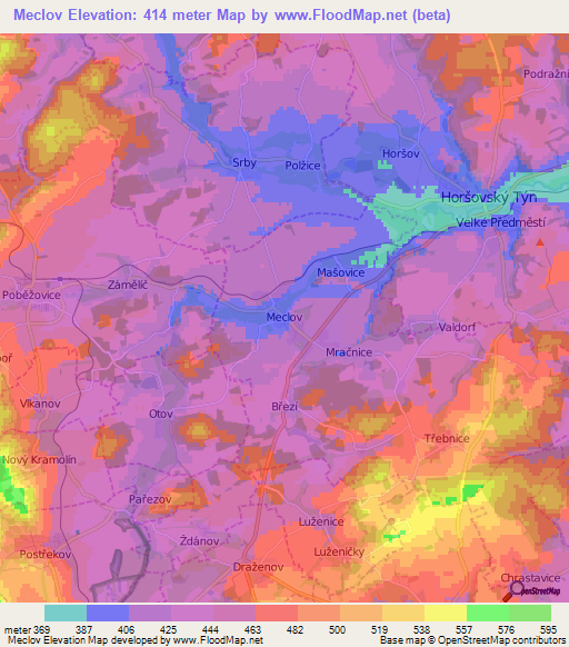 Meclov,Czech Republic Elevation Map