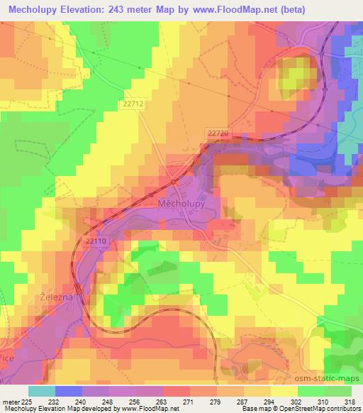 Mecholupy,Czech Republic Elevation Map