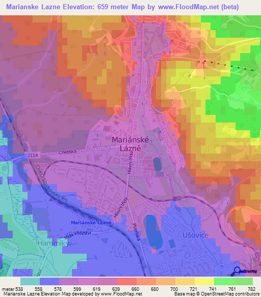 Marianske Lazne,Czech Republic Elevation Map