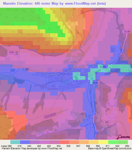 Manetin,Czech Republic Elevation Map