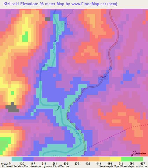 Kizilseki,Turkey Elevation Map