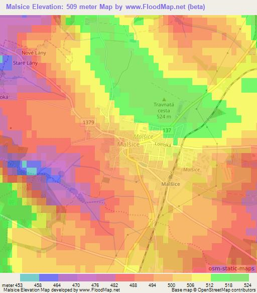 Malsice,Czech Republic Elevation Map