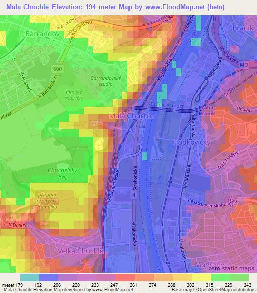 Mala Chuchle,Czech Republic Elevation Map