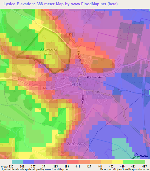 Lysice,Czech Republic Elevation Map