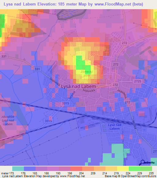 Lysa nad Labem,Czech Republic Elevation Map