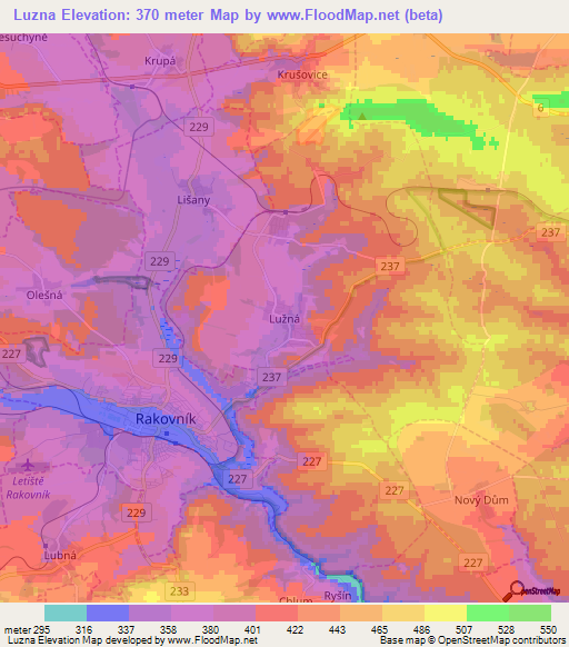 Luzna,Czech Republic Elevation Map