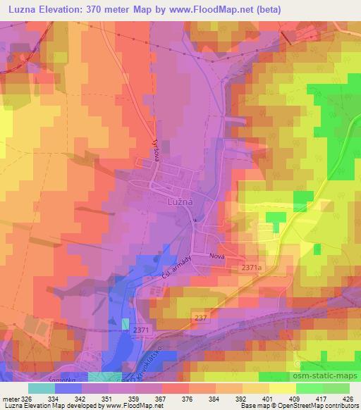 Luzna,Czech Republic Elevation Map
