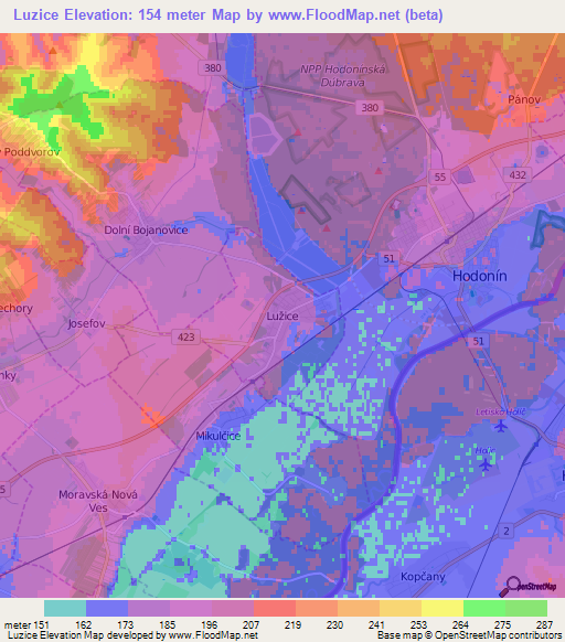 Luzice,Czech Republic Elevation Map