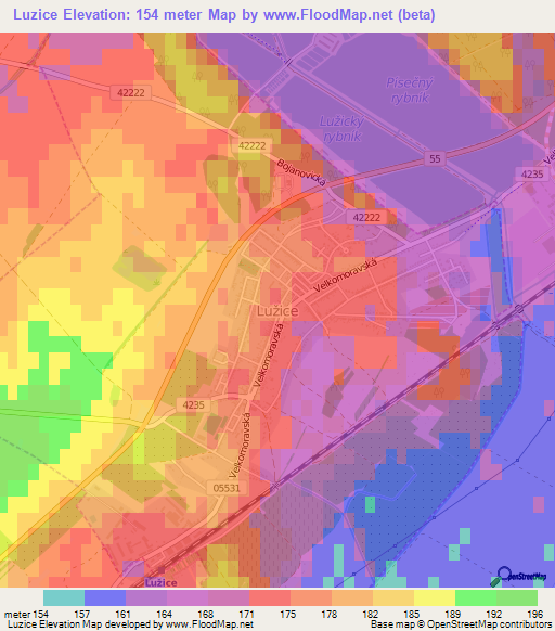 Luzice,Czech Republic Elevation Map