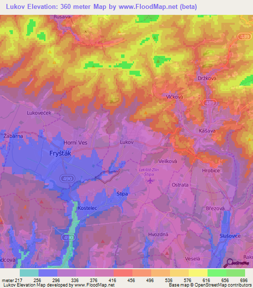 Lukov,Czech Republic Elevation Map