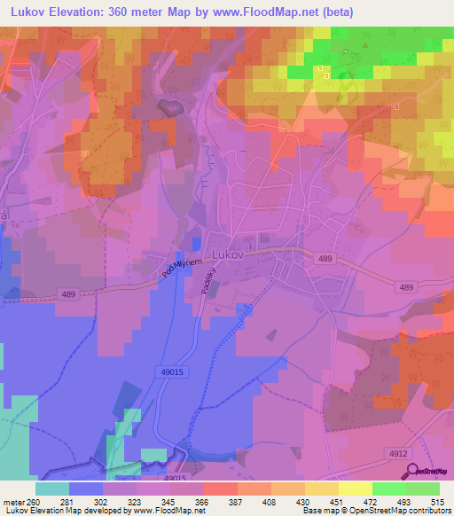 Lukov,Czech Republic Elevation Map