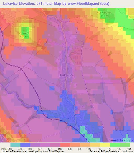 Lukavice,Czech Republic Elevation Map
