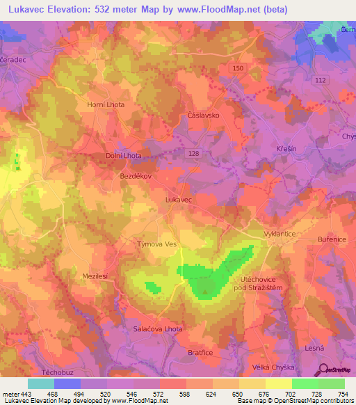 Lukavec,Czech Republic Elevation Map