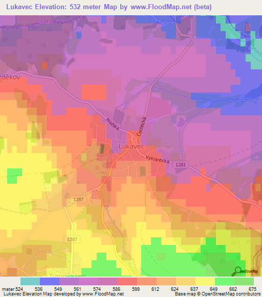 Lukavec,Czech Republic Elevation Map