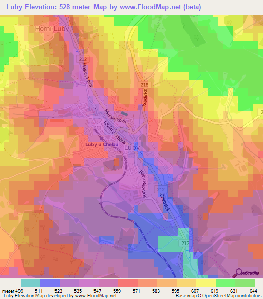 Luby,Czech Republic Elevation Map