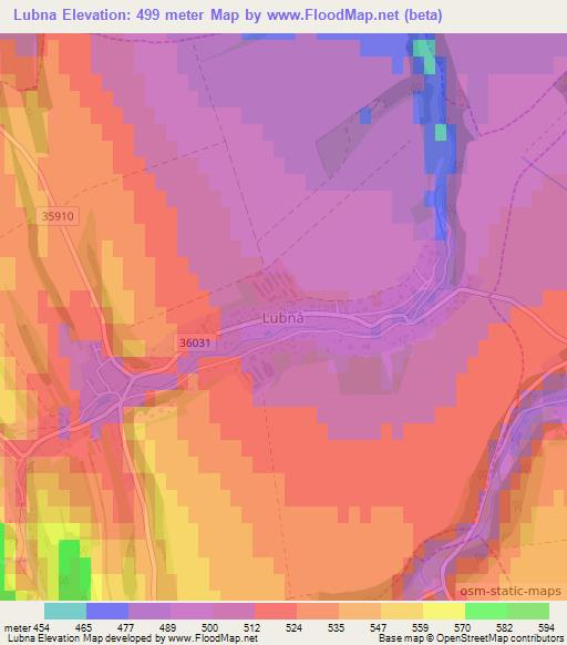 Lubna,Czech Republic Elevation Map