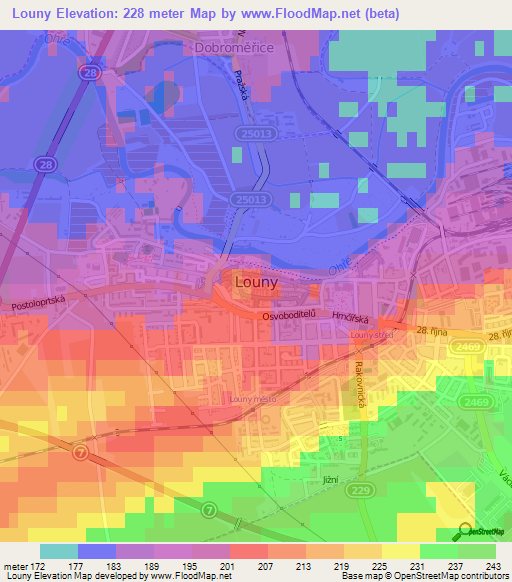 Louny,Czech Republic Elevation Map