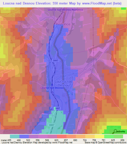 Loucna nad Desnou,Czech Republic Elevation Map