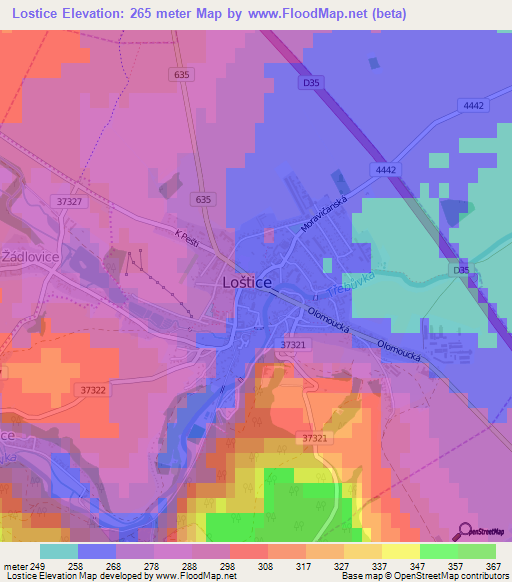 Lostice,Czech Republic Elevation Map