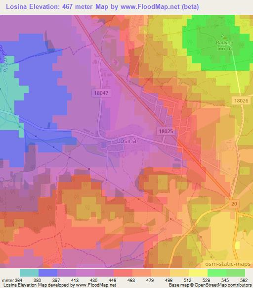 Losina,Czech Republic Elevation Map