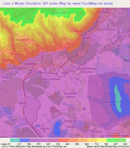 Lom u Mostu,Czech Republic Elevation Map