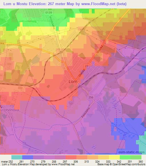 Lom u Mostu,Czech Republic Elevation Map
