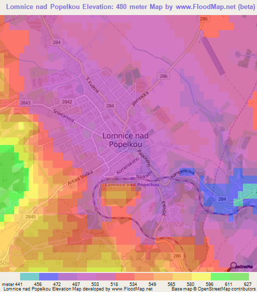 Lomnice nad Popelkou,Czech Republic Elevation Map