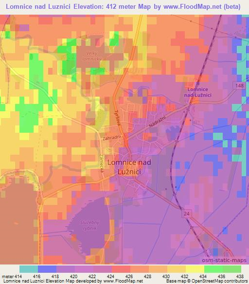 Lomnice nad Luznici,Czech Republic Elevation Map