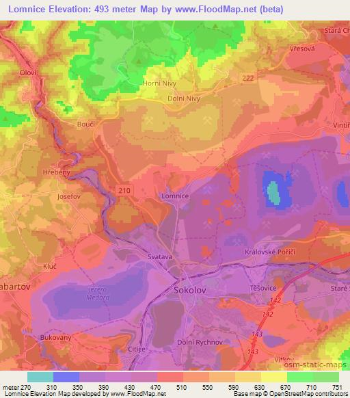Lomnice,Czech Republic Elevation Map