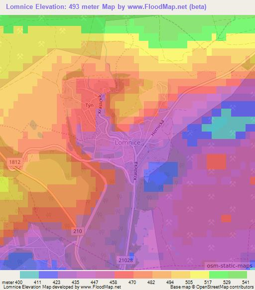 Lomnice,Czech Republic Elevation Map