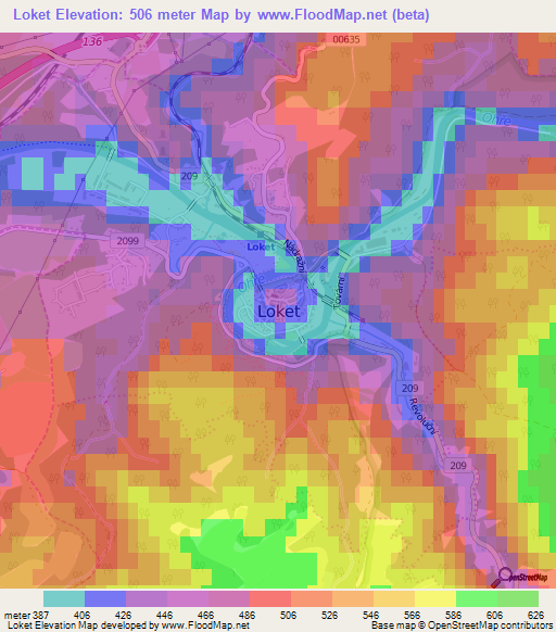 Loket,Czech Republic Elevation Map