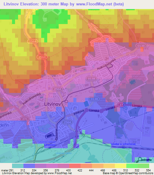 Litvinov,Czech Republic Elevation Map