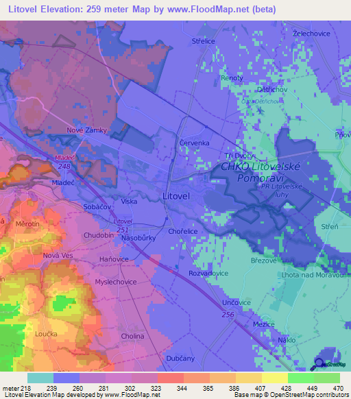 Litovel,Czech Republic Elevation Map