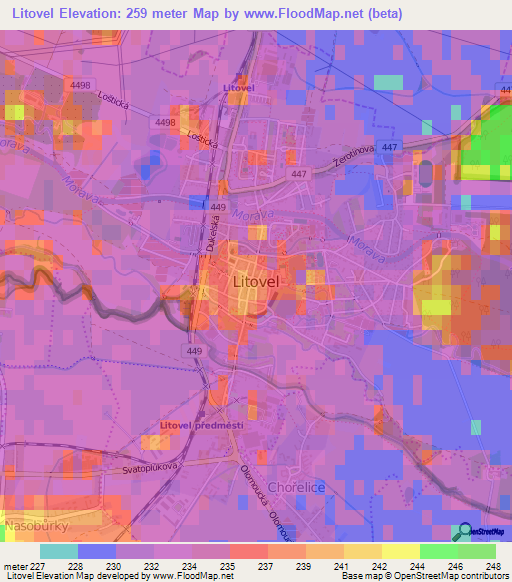 Litovel,Czech Republic Elevation Map