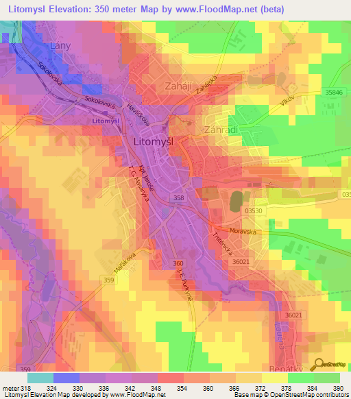 Litomysl,Czech Republic Elevation Map