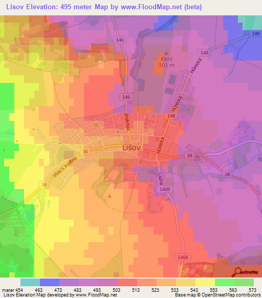 Lisov,Czech Republic Elevation Map