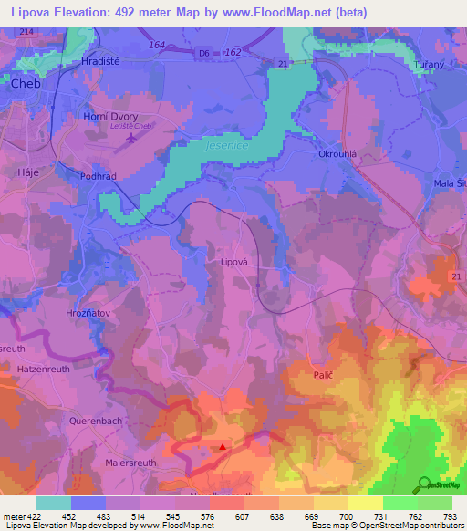 Lipova,Czech Republic Elevation Map