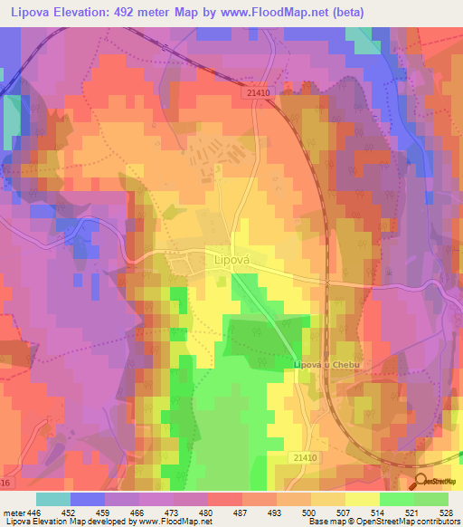 Lipova,Czech Republic Elevation Map