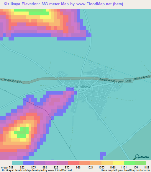 Kizilkaya,Turkey Elevation Map