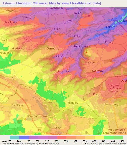 Libusin,Czech Republic Elevation Map