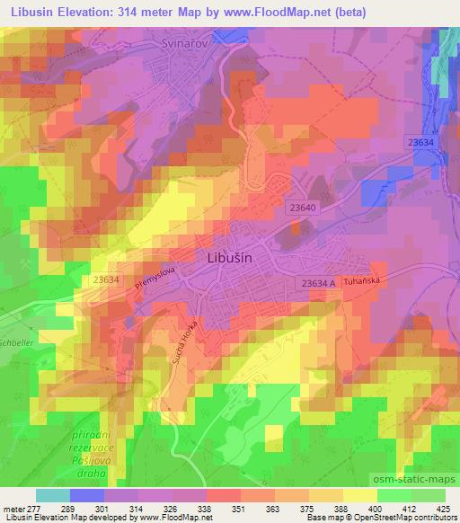 Libusin,Czech Republic Elevation Map