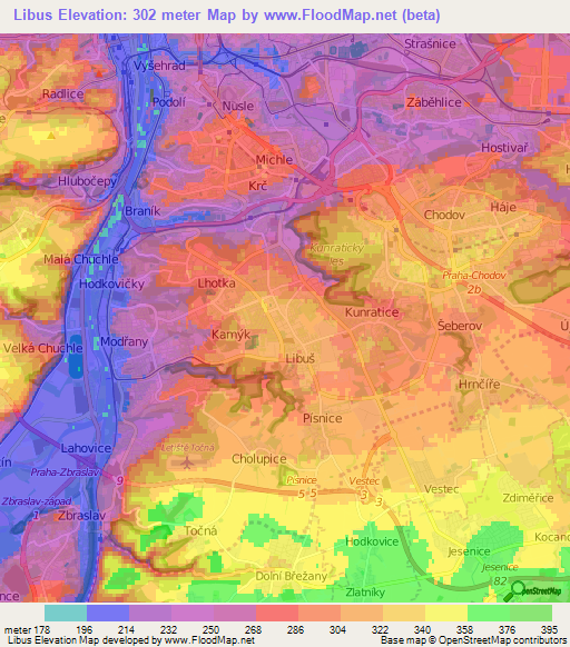 Libus,Czech Republic Elevation Map