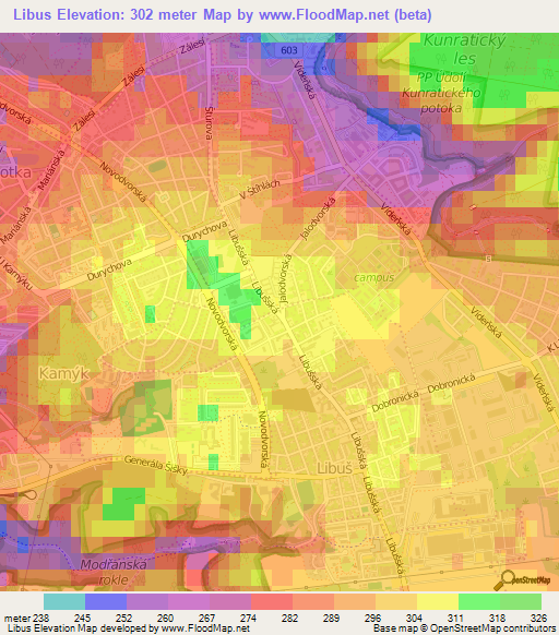 Libus,Czech Republic Elevation Map