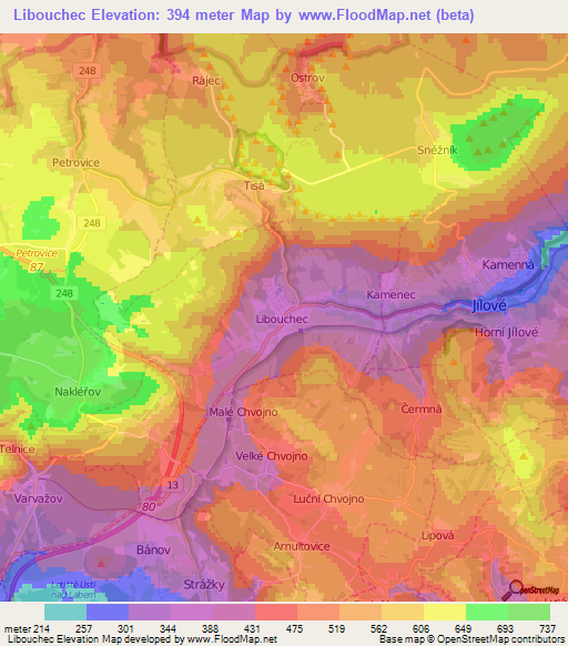 Libouchec,Czech Republic Elevation Map