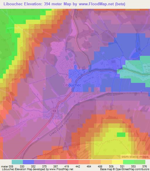 Libouchec,Czech Republic Elevation Map