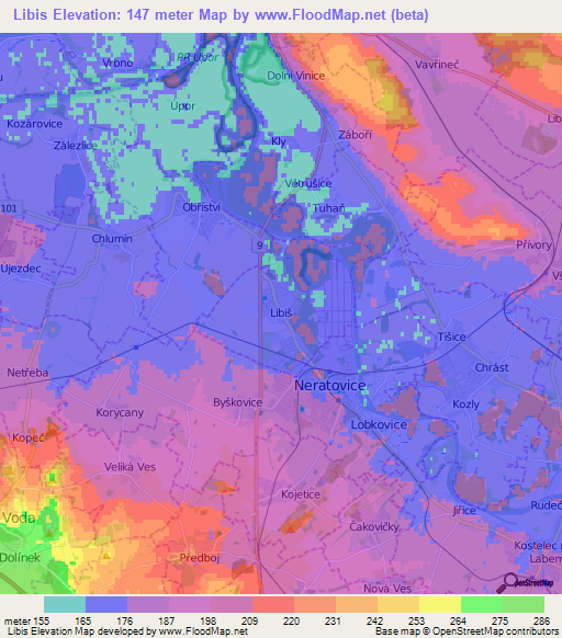 Libis,Czech Republic Elevation Map